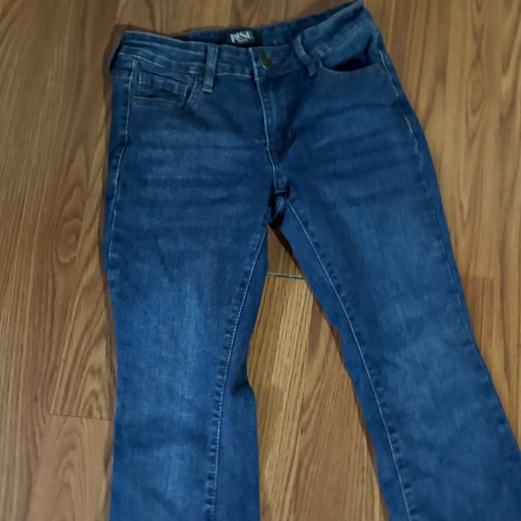 Rise Supply Co Medium Wash Denim Flared Wide Leg Jeans Classic Y2k Basics — image 3 of 8